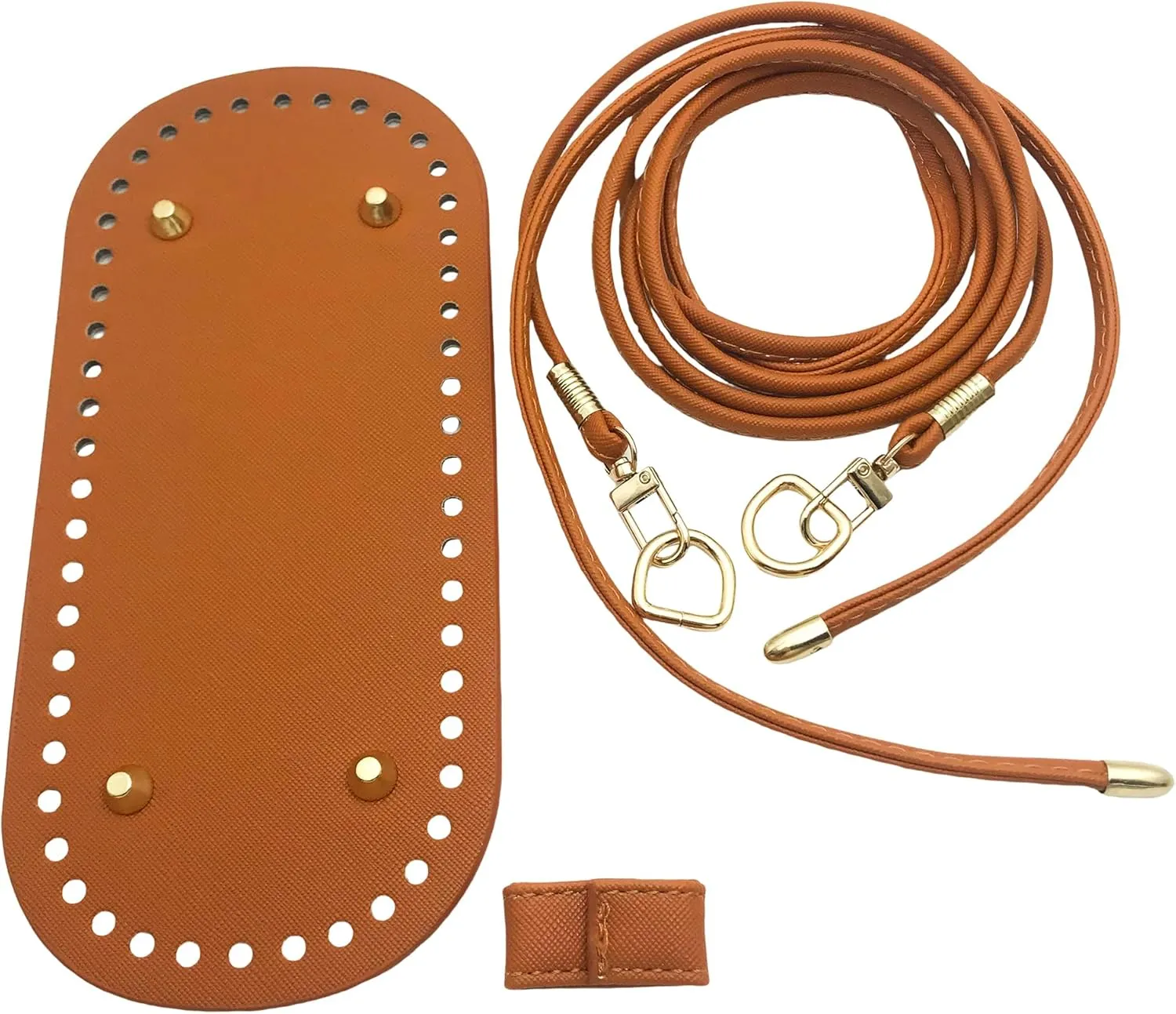 YCCOOGH 3pcs DIY Purse Making Kit with Chain, PU Leather Bucket Bag Base & Shoulder Strap - Crochet Handbag Accessories (Brown) J079