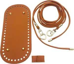 YCCOOGH 3pcs DIY Purse Making Kit with Chain, PU Leather Bucket Bag Base & Shoulder Strap - Crochet Handbag Accessories (Brown) J079
